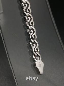9ct White Gold S Swirls Bracelet 7.5 British Hallmarked