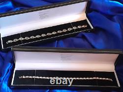 9ct White Gold Sapphire Bracelet 26 Sparkling Sapphires Kiss Design -lovely