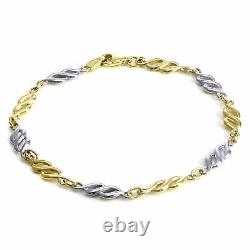 9ct White & Yellow Gold Twist Bracelet 7 Inches Adult Ladies