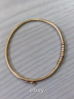 9ct Yellow Gold Bangle With Rose And White Gold Design Sheffield 375 5.1g