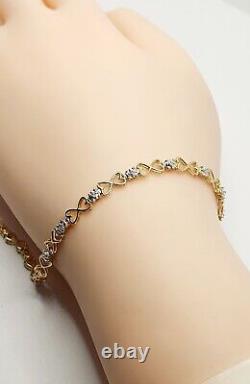 9ct Yellow Gold Diamond Celtic Line Bracelet 7.5 / 19cm
