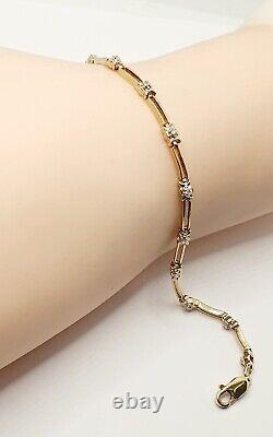 9ct Yellow Gold Diamond Line Celtic Bracelet 7.5 / 19cm
