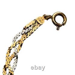 9ct Yellow & White Gold Braided Bracelet 7inch Multi Coloured Hallmarked 2.9g