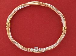 9ct yellow white gold twisted bangle bracelet hinged 7.10 grams