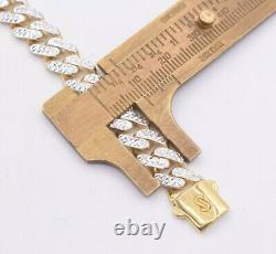 9mm Miami Cuban Link Diamond Cut Reversible Bracelet Real 10K Yellow White Gold