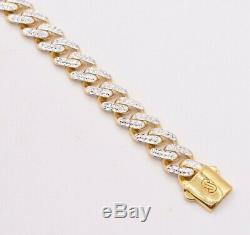 9mm Miami Cuban Royal Link Diamond Cut Bracelet Real 10K Yellow White Gold