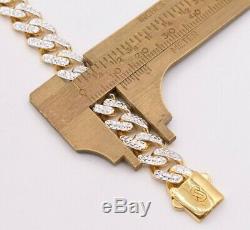 9mm Miami Cuban Royal Link Diamond Cut Bracelet Real 10K Yellow White Gold