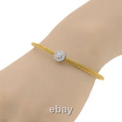 Alor 18K White Gold Yellow Single Cable Stackable Diamond Bracelet 04-37-S792-11