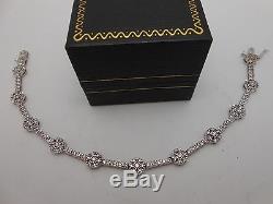 Amazing 14k Solid White Gold 2Ctw Diamond Halo Link Tennis Bracelet 7.25 Long