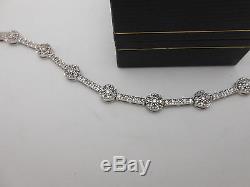 Amazing 14k Solid White Gold 2Ctw Diamond Halo Link Tennis Bracelet 7.25 Long