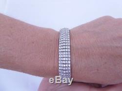 An extremely large 6.7 carat heavy 14 carat white gold diamond bracelet