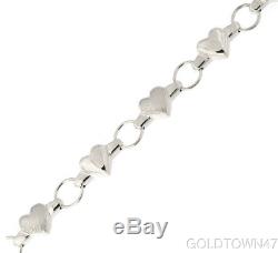 Anklet in 14K White Gold Shiny Textured Fancy Heart Bracelet
