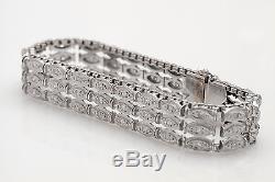 Antique 1940s $10,000 3ct VS H Diamond 18k White Gold EYE Tennis Braceletn 36g