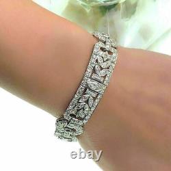 Antique Art Deco 14.5CT Marquise simulated round Bracelet 14K White Gold Over