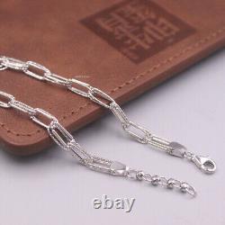 Au750 Real 18K White Gold Bracelet Women 4mm Double Cable Link 7inch /5-5.1g
