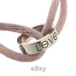Auth Cartier Love Charity Bracelet 750(18K) White Gold/Pink Cord