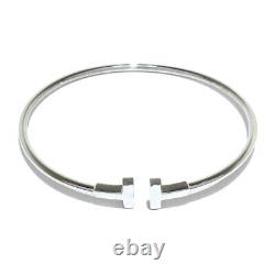Auth TIFFANY&Co. T Wire Bracelet 18K White Gold Bangle