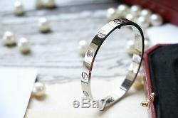 Authentic Cartier 18k White Gold 4 Diamonds Love Bracelet Size 18