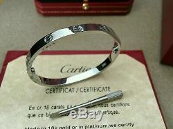 Authentic Cartier Love Bangle Bracelet 18k white Gold size 18