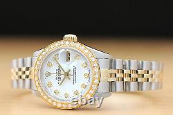 Authentic Ladies Rolex Quickset Two Tone 18k Yellow Gold Diamond & Steel Watch