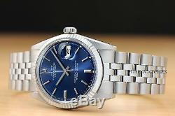 Authentic Rolex Mens Blue Dial Datejust 18k White Gold & Stainless Steel Watch