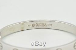 Authentic Women's Cartier Love Bracelet Bangle 18k White Gold Size 16