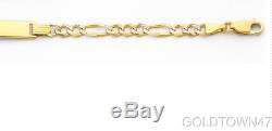 Baby ID Bracelet in 14k Yellow + White Gold Figaro Chain- Free Engraving