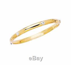 Baby Kids Screw Design Bangle Bracelet Real Solid 14K Yellow White Gold 5.5
