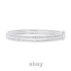 Baguette Diamond Bangle Bracelet 14k White Gold Natural Cut 1.67ct Statement