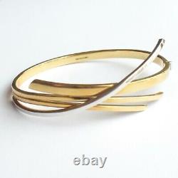 Bangle Bracelet Gold Yellow / White 9 Carat 2-Tone Crossover Ladies 10g