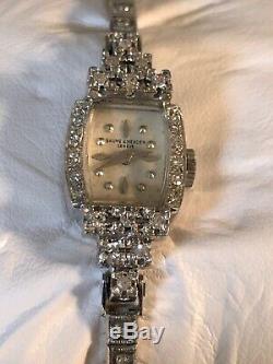 Baume Mercier 14 K White Gold Tennis Bracelet Diamond VTG Ladies Watch