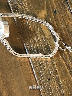 Baume Mercier 14 K White Gold Tennis Bracelet Diamond VTG Ladies Watch