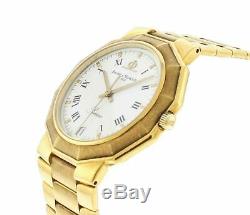 Baume & Mercier 18k Yellow Gold White Dial 34mm Bracelet Quartz Watch MOA03182