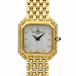 Baume et Mercier 18K Yellow Gold MOP Diamond Quartz Ladies Watch 18259
