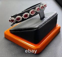 Beautiful 18K White Gold 10.907ct Ruby & 3.478ct Diamond Bracelet GIA Cert