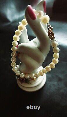 Beautiful Vintage Honora White Pearl Bracelet 10k Yellow Gold Nwt 7.5 Inches