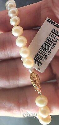 Beautiful Vintage Honora White Pearl Bracelet 10k Yellow Gold Nwt 7.5 Inches