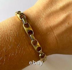 Braccio 14K Solid Yellow And White Gold Large Wrist Link Bracelet 9.25'' 6.7mm