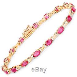 Bracelet 4.46 ct White Ruby Diamond 14K Yellow Gold Genuine Gemstone 7 inches