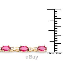 Bracelet 4.46 ct White Ruby Diamond 14K Yellow Gold Genuine Gemstone 7 inches