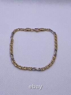Brand New 18k Carat Yellow And White Gold Bracelet From Italy (3.30g)