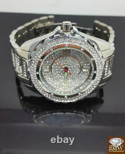 Brand New Men's White Gold Finish Diamond Watch Set, Bling, Valentines special