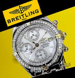 Breitling B13050 Chronograph Automatic Watch with Diamond Bezel & White Dial