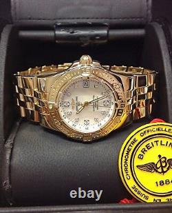 Breitling Starliner K71340 30mm Diamond Dial Gold 2008 With Papers SERVICED