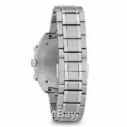 Bulova Men's Watch Curv Chronograph Blue Dial Silver Tone Bracelet 96A185