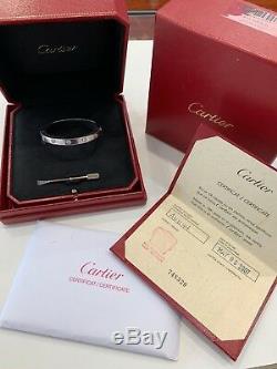 CARTIER 18K WHITE GOLD & 10 DIAMOND LOVE BRACELET SIZE 16 With BOX & PAPERS