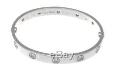 CARTIER 18K WHITE GOLD & 10 DIAMOND LOVE BRACELET SIZE 16 With BOX & PAPERS