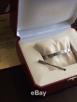 CARTIER LOVE BRACELET 18K WHITE GOLD LOVE BANGLE SIZE 19 RRP£6000 Box and Papers