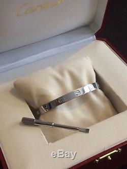 CARTIER LOVE BRACELET 18K WHITE GOLD LOVE BANGLE SIZE 19 RRP£6000 Box and Papers