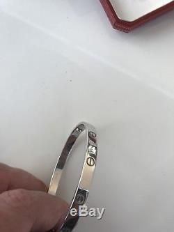 CARTIER LOVE BRACELET 18K WHITE GOLD LOVE BANGLE SIZE 21 RRP£5800 Box and Papers